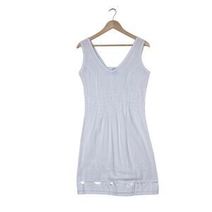Blanco Sheath Dress sz S White Cotton Sleeveless Embroidered Cut Out Boho Fairy